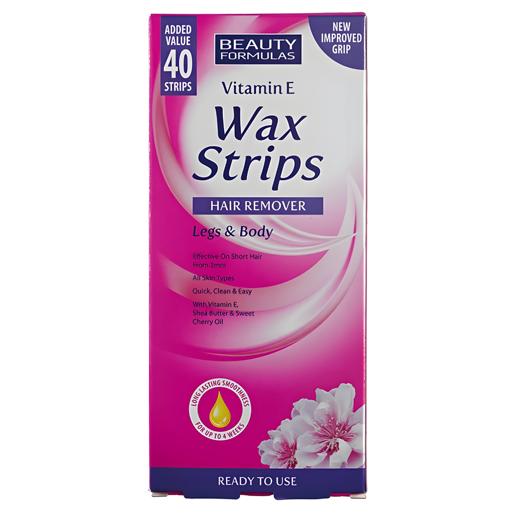 Beauty Formulas Vitamin E Wax Strips For Legs &amp; Body 40pcs